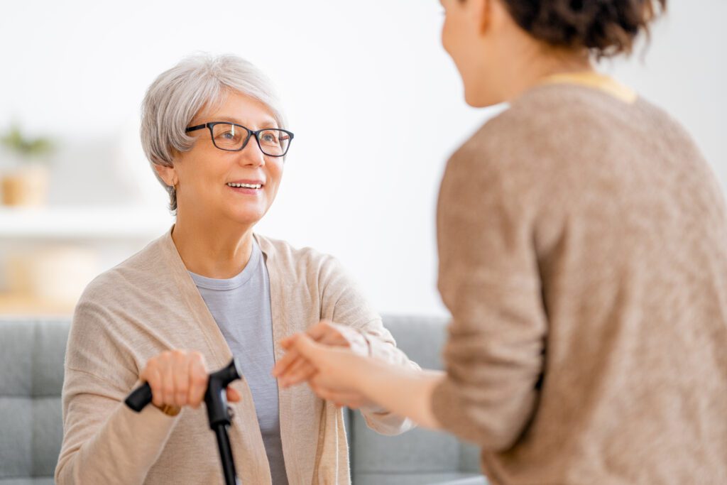 Happy patient and caregiver